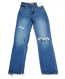 Abercrombie & Fitch Abercrombie Curve Love Ankle Straight Ultra High Rise Jeans Blue Size 00 24