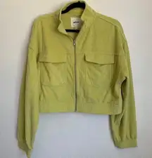 Aerie NWT  Corduroy Ribbed Zip Up Bomber Jacket in Neon Green