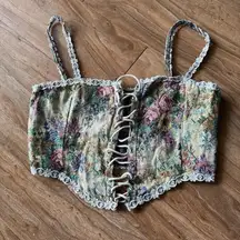 Floral Lace-Up Corset Top