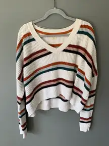 L. A. Hearts  White Color block Strip Sweater