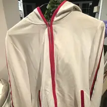 Fuda White & Pink Zip Up Hooded Sweatshirt Jacket