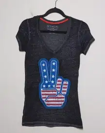 Fifth Sun USA Flag Peace Sign Tank Top Patriotic Independence Day 4th of July M