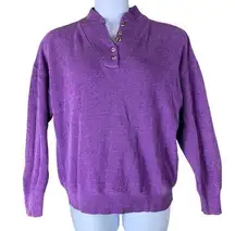 Vintage Cabelas Sweater Size Large Purple Button Neckline Long Sleeved Pullover