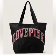 Pink Victoria Secret Black Weekender Bag