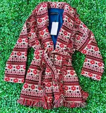NWT Woman XS Tribal Print Navajo Jacquard Aztec Cardigan Sweater Coat Jacket