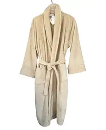 Pottery Barn L/XL Linen Cotton‎ Terry Plush Spa Bath Robe Beige NEW