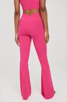 Aerie OFFLINE Real Me criss Crossover Flare Leggings yoga pants highrise fuchsia