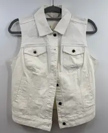 Boston Proper Proper denim vest in pure white size S Small NWT