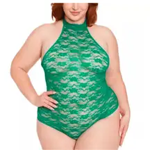 Frederick's Of Hollywood Margarita Floral Green Lace Teddy Size 3X NWT