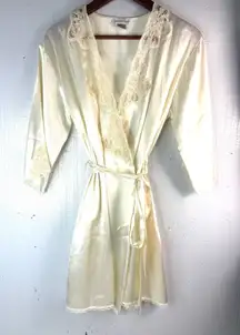 Jones New York XS/S Satin n Lace Ivory Belted Luxury Robe
