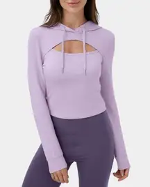 NEW Halara Hooded Drawstring Cut Out Cropped Casual Hoodie Sweatshirt