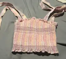 TCEC ruched pink tie shoulder blouse M