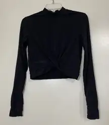 Buff Bunny long sleeve twist front cropped high neck shirt top size medium