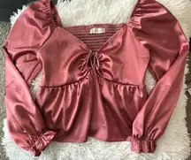 Mauve Cropped satin blouse