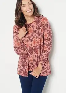 . Printed Heavenly Jersey Tunic Cardigan with Tank Set 1X