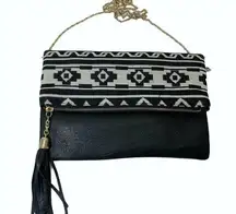 Olivia Miller Handbag Collection Aztec Black Convertible Crossbody Purse Clutch