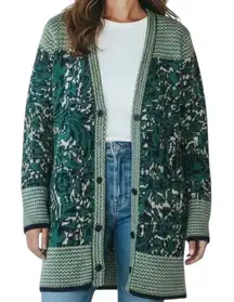 Liz Claiborne Floral Pattern Alpaca Blend Longline Button Cardigan Sweater Sz XL