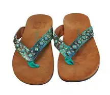 Vionic  Rest Floriana Toe-Post Sandal - Teal Snake Size 7