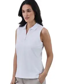 CHAPS Womens Sleeveless Polo Shirt Size Medium White New