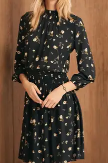 Velvet By Graham & Spencer Leslie Floral Smocked Waist Long Sleeve Dress Size S