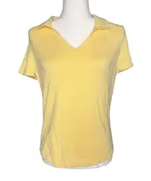 Light Yellow Talbots Knit Cotton-Blend Polo Small