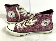 Converse Women's‎ Chuck Taylor All Star Hi Purple Pink Glitter Sneakers Shoes 8