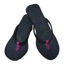 Crocs Black and Pink Sandals Wedge Flip Flop Sandal 9