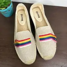 NEW Soludos Sand Rainbow Pride Smoking Slipper Espadrille Flat Women's Size 8.5
