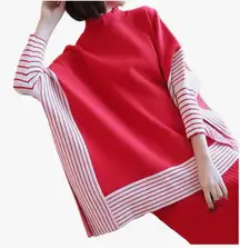 Women's Unbranded Red White Striped Knit Poncho Shrug One size fits most