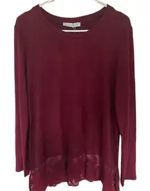 Potters Pot NEW size Large red tunic top lace long sleeve