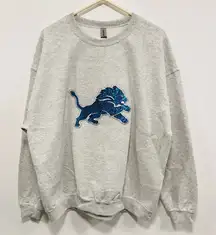 Detroit Lions sweater!! NFL Gray Sweatshirt with blue sequin glitter lions logo!