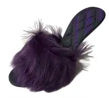 Burberry Heeled Purple Slip on Fuzzy Sandal On Leather Sole(Size 37)