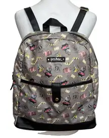 Loungefly Harry Potter Relics Tattoo Allover Print Backpack Faux Leather Gray