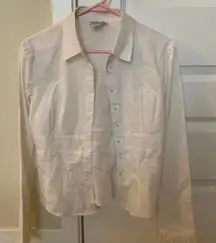 Vintage Georgiou size 6 women’s white button down blouse ruffles embroidery