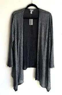 Travelers By Chico’s Tilly Mesh Asymmetrical Silver Jacket Size 2 NWT