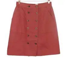 L.L. Bean Salmon Pink High Rise Button Down Skirt A-Line Mini Skirt Size 8 NWT