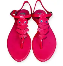 MELISSA “dreamed” jelly CACAO 2 red slip on Owl thong strapped sandals shoe sz 6