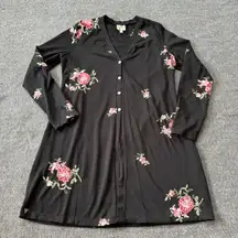 Fig &amp; Flower Anthropologie Womens Cardigan Sweater Sz Large Floral Embroidered