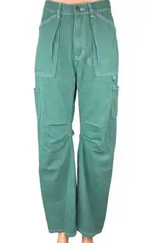 Lioness Miami Vice Green Wide Leg High Rise Baggy Oversized Cargo Denim Jeans XS