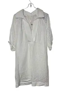 Anthropologie Women Mini Dress V-Neck Tiered 3/4‎ Sleeve Tunic White Size XS NWT