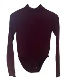 Unbranded Bodysuit turtle neck long sleeve S/M ribbed red wine