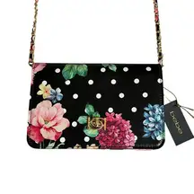 women's kimberly floral black small crossbody bag clutch gold hardware