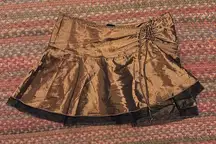 VINTAGE RETRO Y2K BROWN SHINY MESH DETAIL MINI SKIRT