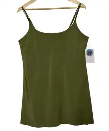 Abercrombie & Fitch Olive Green Spaghetti Strap Slip Dress Shapewear Size Large