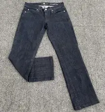 7 For All Mankind Women's Straight Leg Dark Wash Jeans Sz 28 Bedazzled Y2K Style
