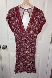 NWOT Free People Sweet Talker Mini Floral Dress Women's Large Red/White
