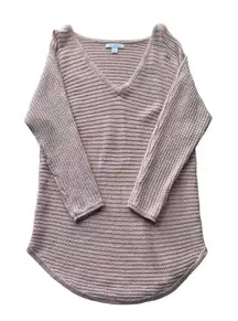 SOHO New York & Co Tunic Sweater Cable knit Pink Size Small V-neck casual