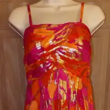 Oleg Cassini Silk Spaghetti Straps Cocktail Dress