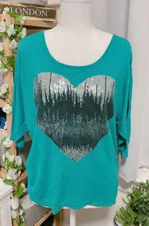 Turquoise heart shaped top