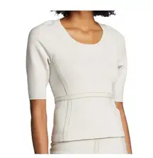 Rachel Comey Knit Top Women M Ivory Wool Blend Contrast Stitch Modern Clean Girl